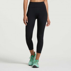 Saucony Explorer Utility Crop Ženske Hulahopke Crne | HRVATSKA LZPMHC