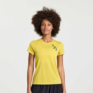Saucony Stopwatch Graphic Short Sleeve Ženske Majica Žute | HRVATSKA UQZEMW