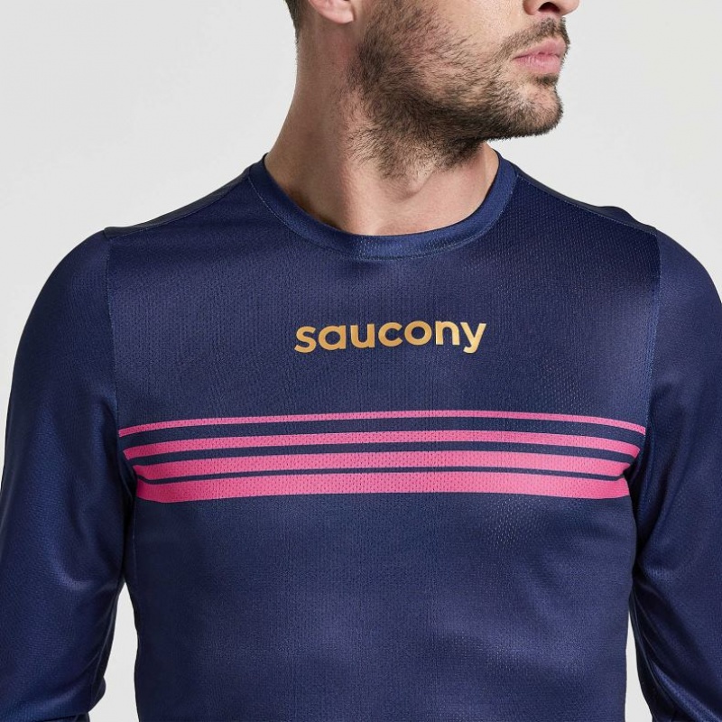 Saucony Elite Long Sleeve Muške Majica Tamnoplave | HRVATSKA DZWKSB