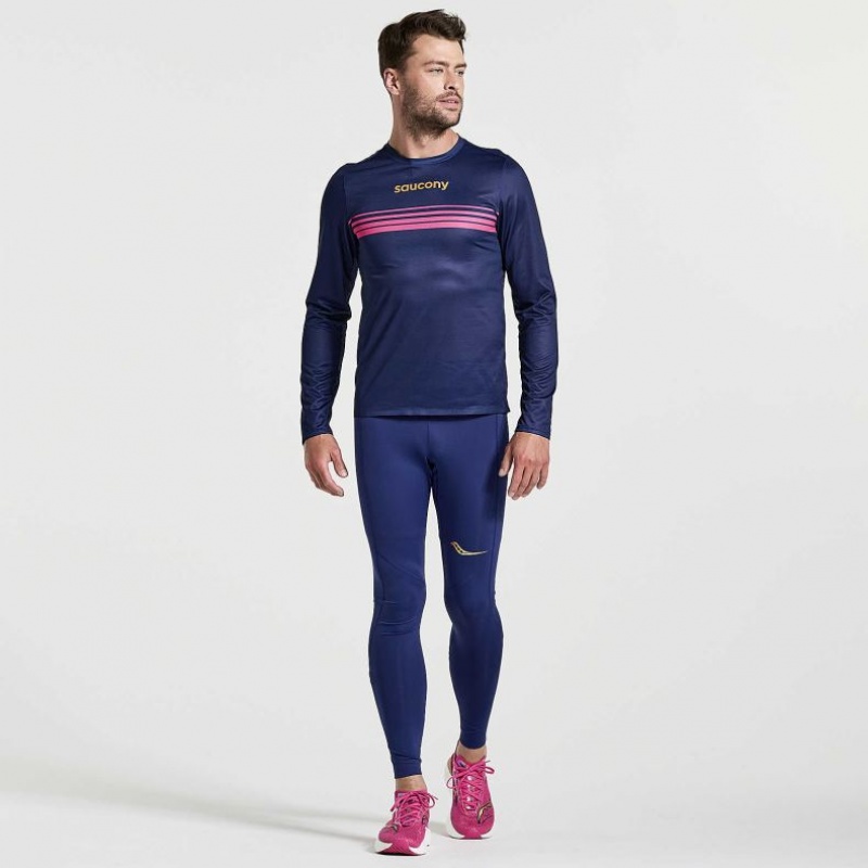 Saucony Elite Long Sleeve Muške Majica Tamnoplave | HRVATSKA DZWKSB