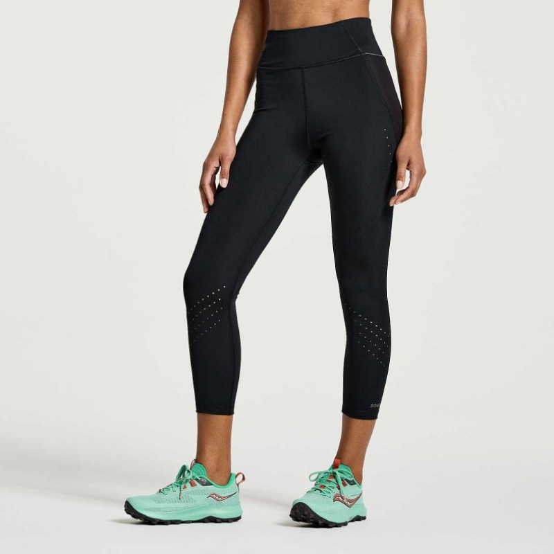 Saucony Explorer Utility Crop Ženske Hulahopke Crne | HRVATSKA LZPMHC