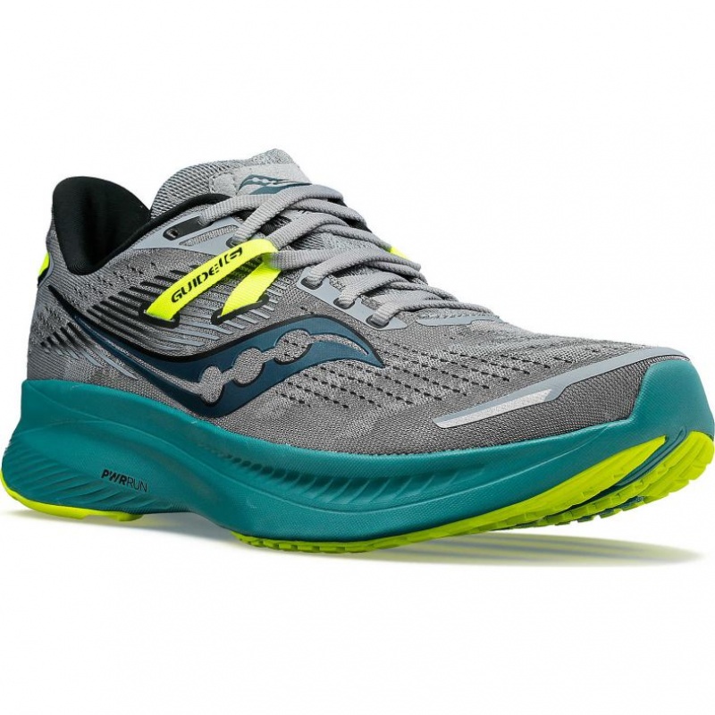 Saucony Guide 16 Wide Muške Tenisice Sive Tirkizne | HRVATSKA RCUXHE