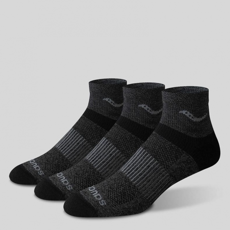 Saucony Inferno Merino Wool Blend Quarter 3-Pack Muške Čarape Crne | HRVATSKA IOECAM