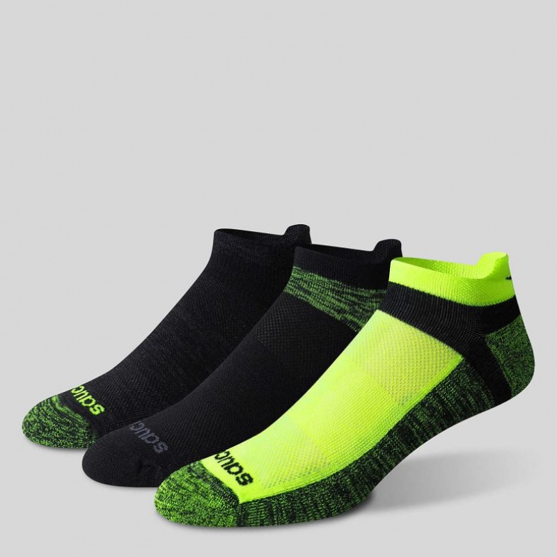 Saucony Inferno No Show Tab 3-Pack Muške Čarape Crne Zelene | HRVATSKA UYVQTL