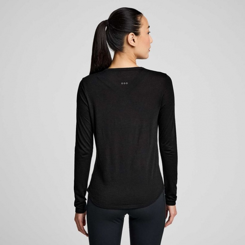Saucony Peregrine Merino Long Sleeve Ženske Majica Crne | HRVATSKA DKSTJX