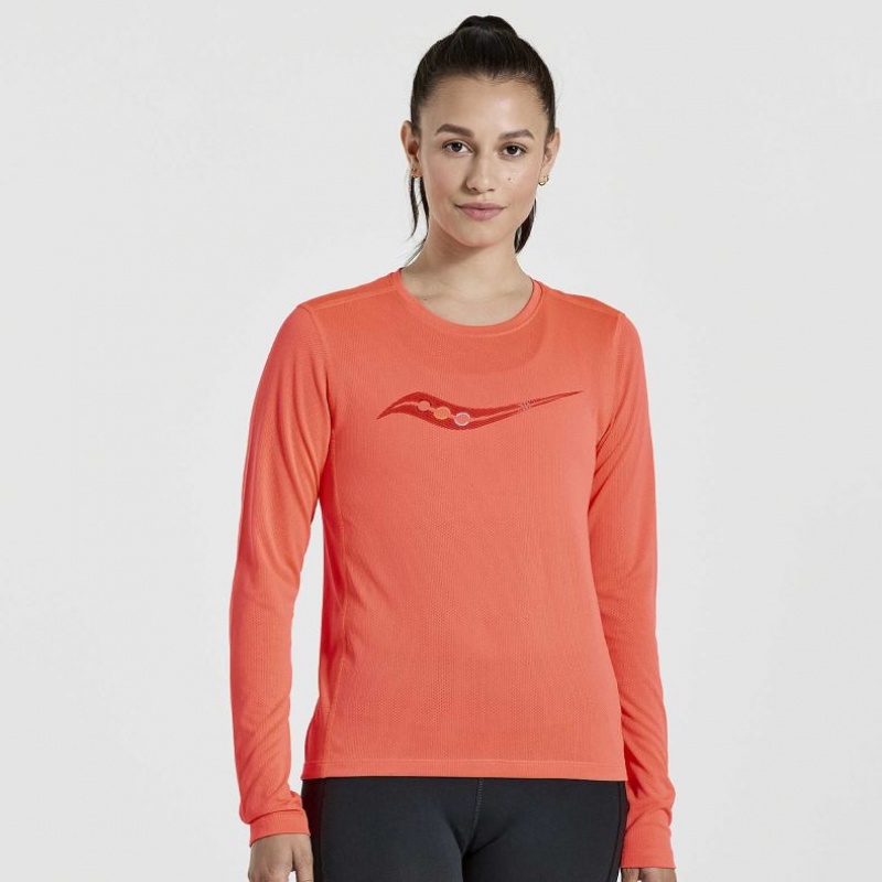 Saucony Stopwatch Graphic Long Sleeve Ženske Majica Narančaste | HRVATSKA EJNFHP