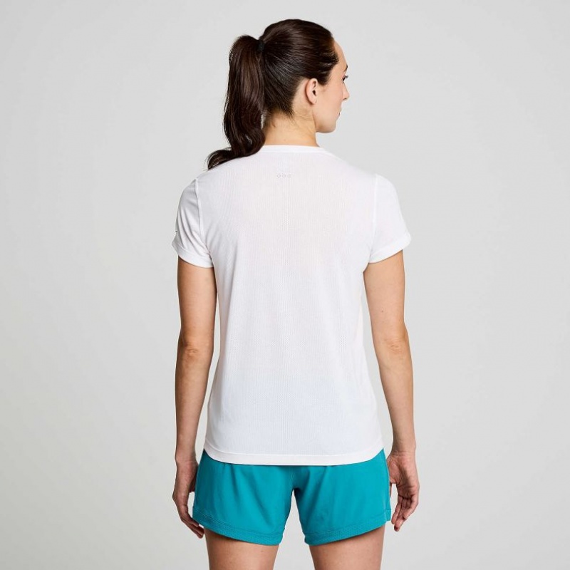 Saucony Stopwatch Graphic Short Sleeve Ženske Majica Bijele | HRVATSKA NHQFOZ