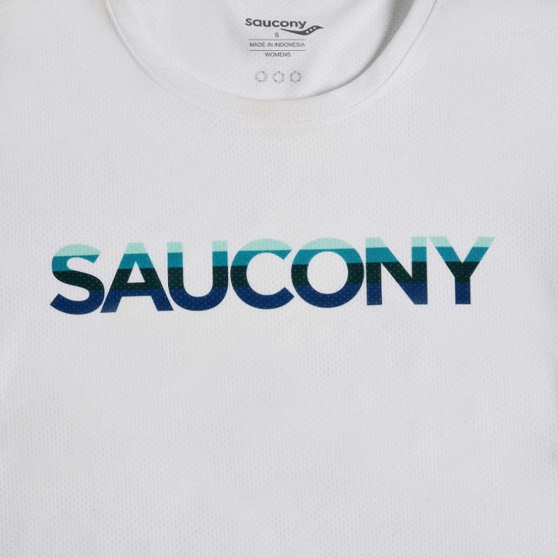 Saucony Stopwatch Graphic Short Sleeve Ženske Majica Bijele | HRVATSKA NHQFOZ