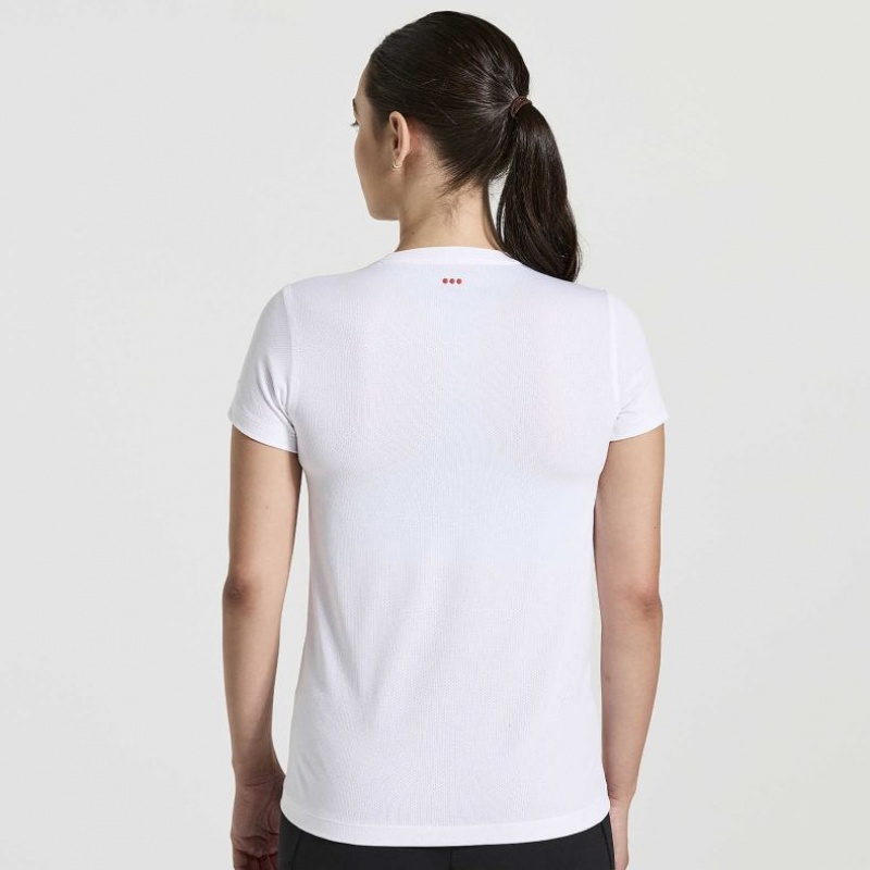 Saucony Stopwatch Graphic Short Sleeve Ženske Majica Bijele | HRVATSKA TSKWQG