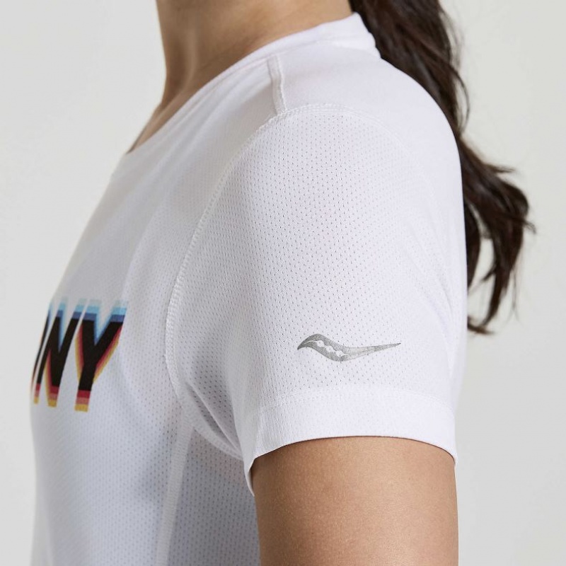 Saucony Stopwatch Graphic Short Sleeve Ženske Majica Bijele | HRVATSKA TSKWQG