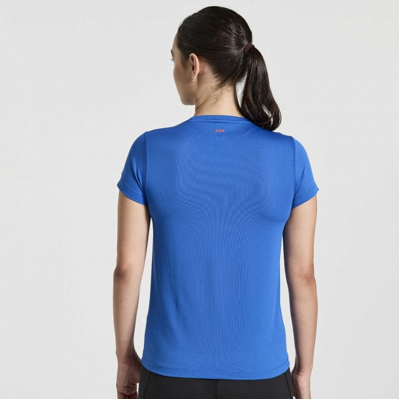 Saucony Stopwatch Graphic Short Sleeve Ženske Majica Plave | HRVATSKA NKVIPL