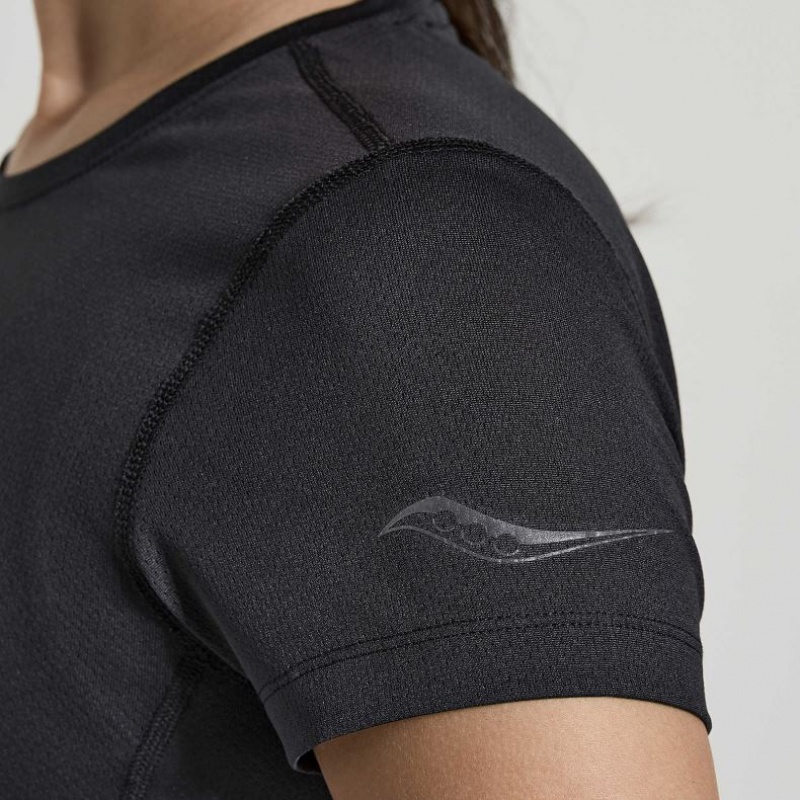 Saucony Stopwatch Graphic Short Sleeve Ženske Majica Crne | HRVATSKA LCRFWQ
