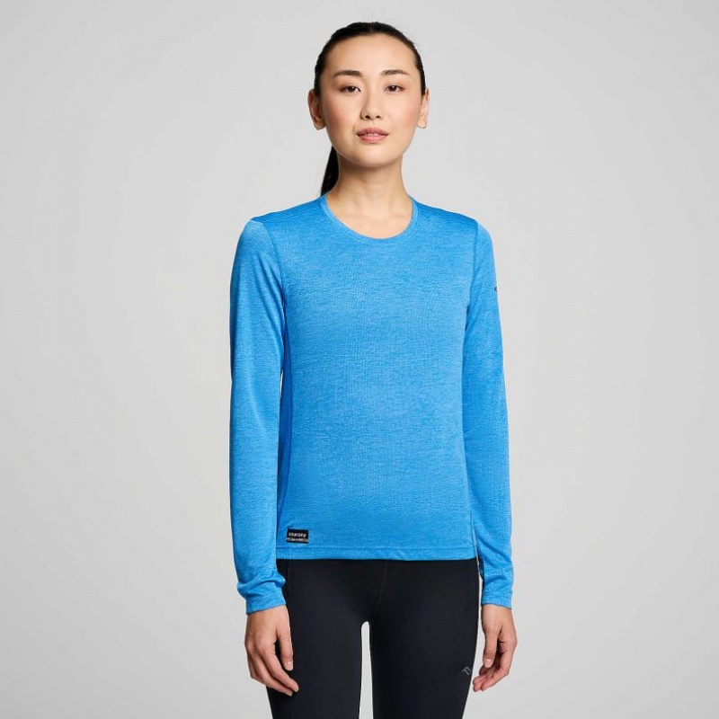 Saucony Stopwatch Long Sleeve Ženske Majica Plave | HRVATSKA ZQIVPX