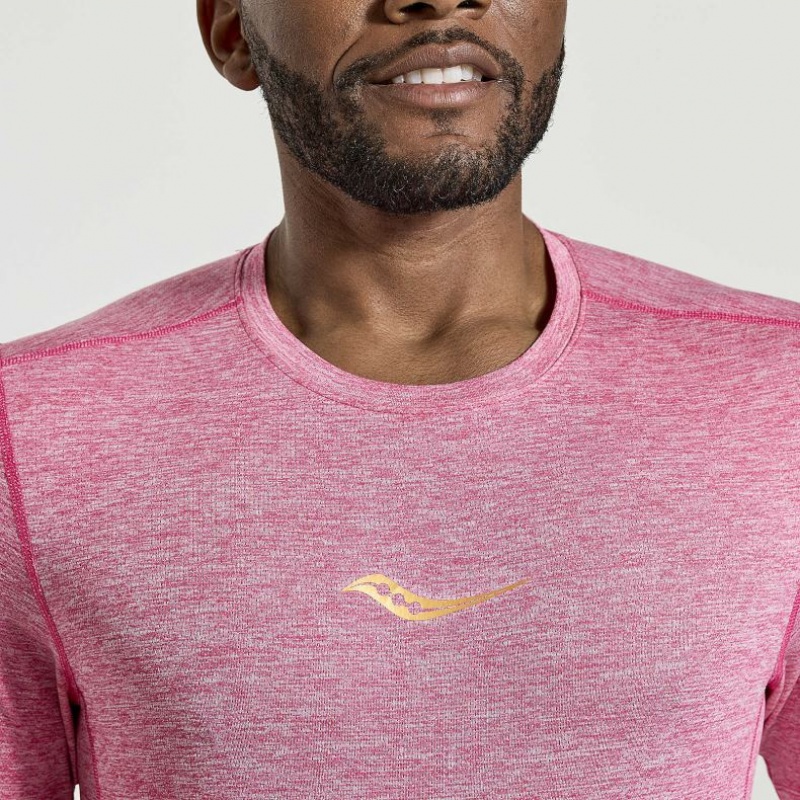 Saucony Stopwatch Short Sleeve Muške Majica Roze | HRVATSKA WYERAU
